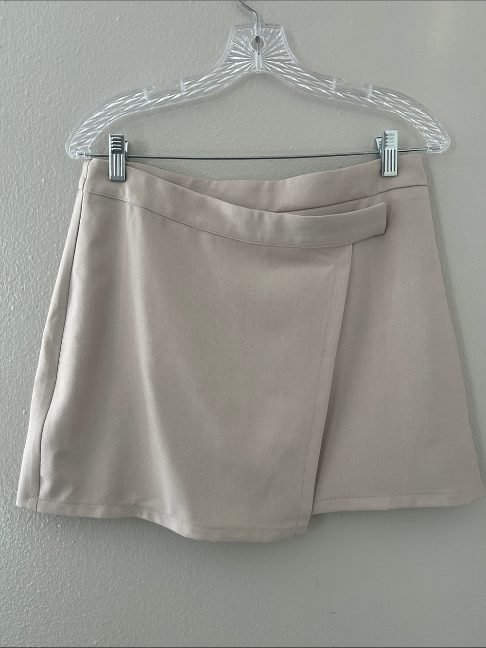 Lulu's Neutral Wrap-Style Skort in Light Beige